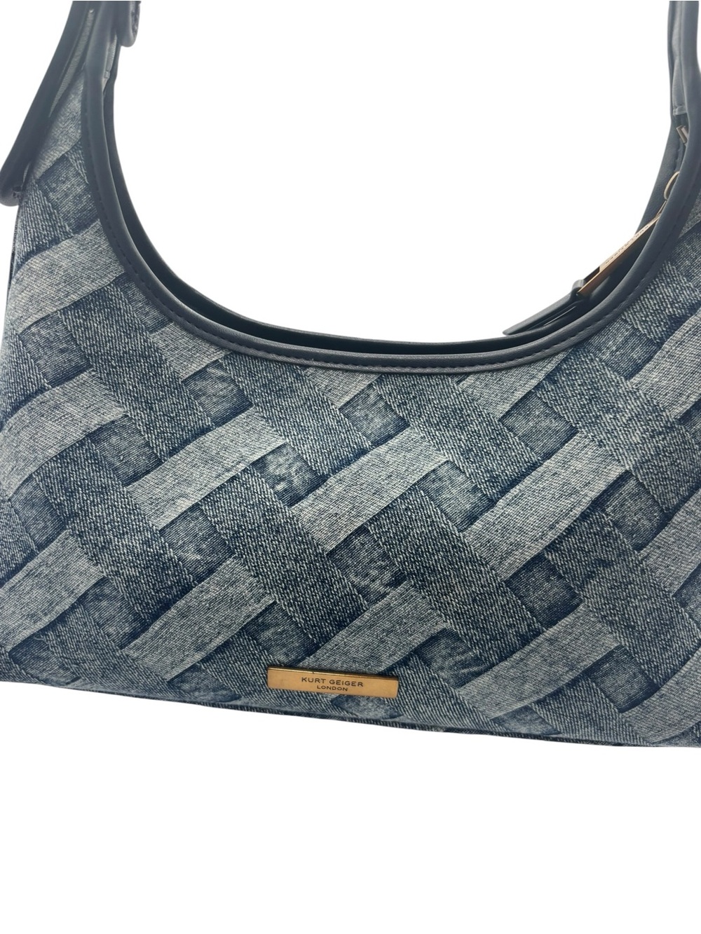 KURT GEIGER London Kensington Denim Weave Print Shoulder Bag w/ Dust Bag - Picture 11 of 16